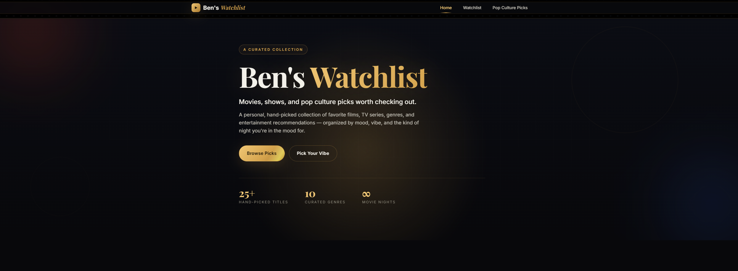Ben's Watchlist screenshot