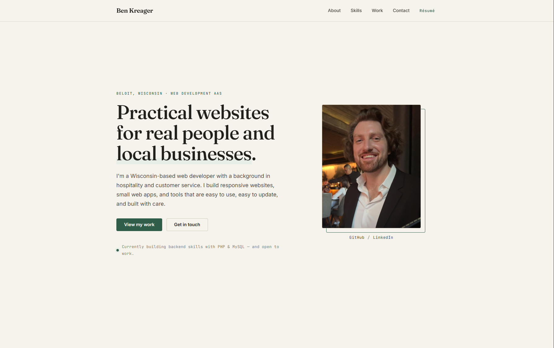 Portfolio website screenshot